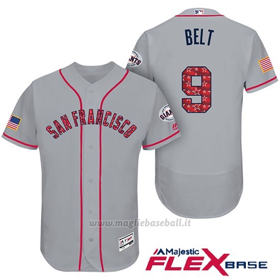 Maglia Baseball Uomo San Francisco Giants 2017 Estrellas y Rayas Brandon Belt Grigio Flex Base